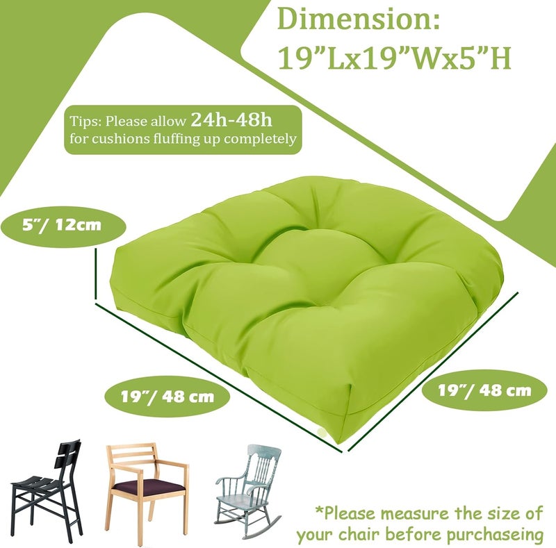 MTMR Outdoor Chair Cushions Set of 2, 19x19 Waterproof Wicker Seat Cushions for Patio Furniture, Thick Tufted Outdoor Replacement Furniture Pad for Porch Lawn Wicker Desk Dining Rocking Chair, Green - Image 5
